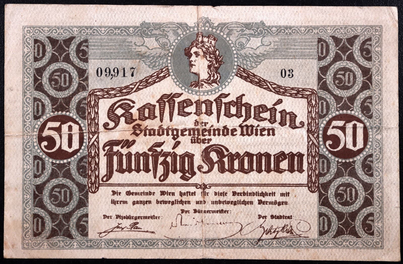 WIEN / VIENNA 1918 50 Kronen Austria Notgeld Grossgeld