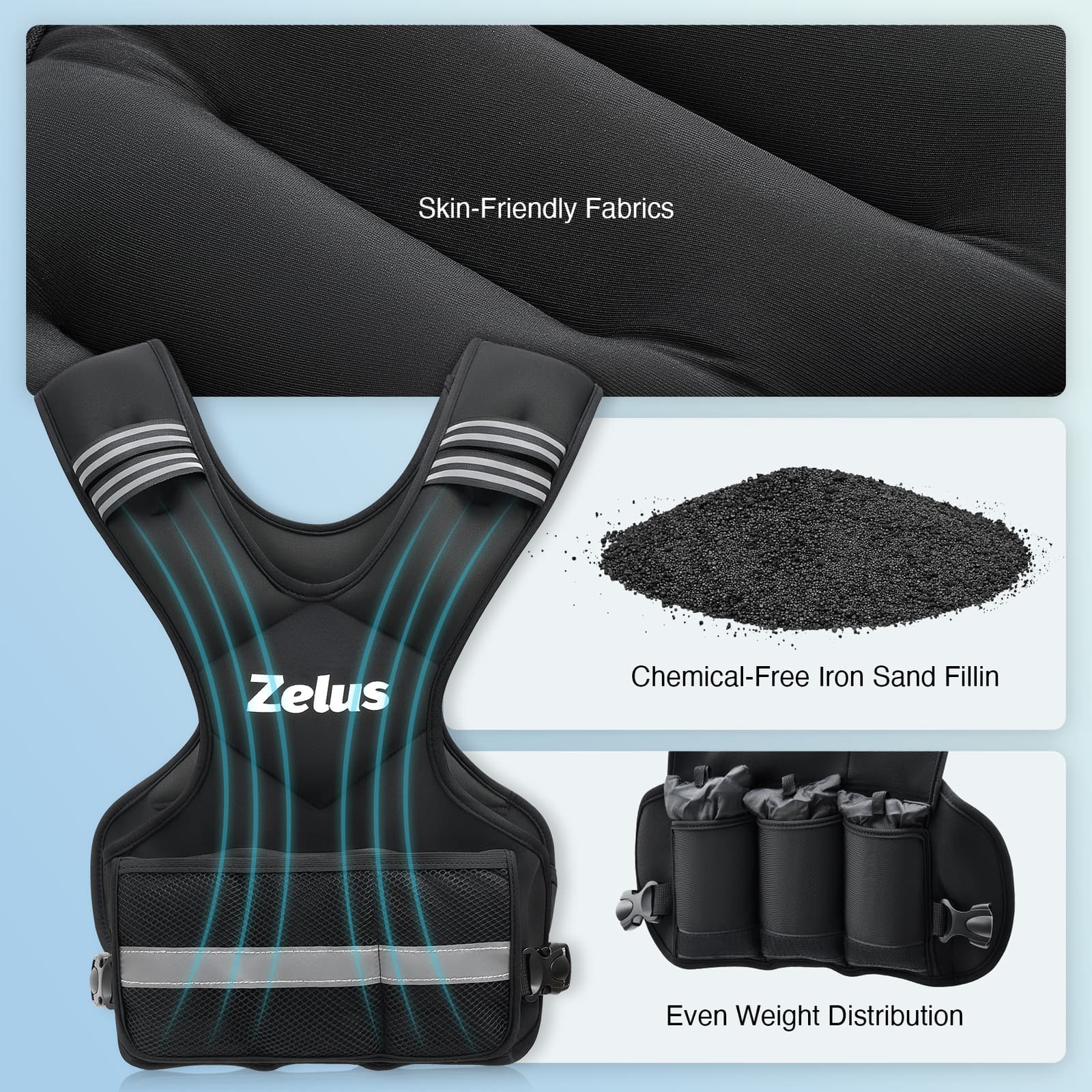 ZELUS Weighted Vest Adjustable 4-10lb/11-20lb/20-32lb Vest with 6 Weights Hot🔥