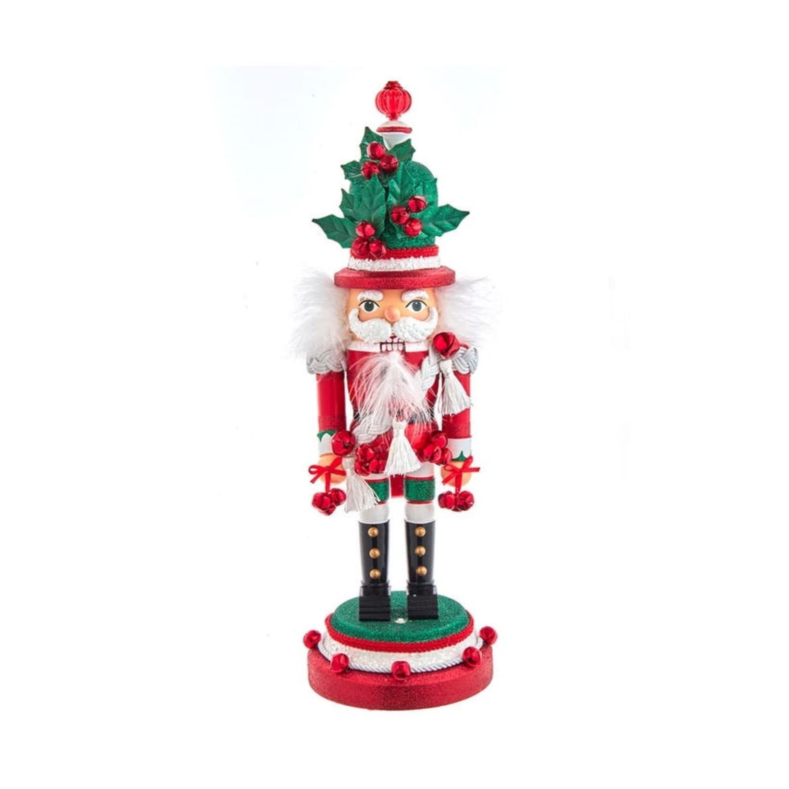 Kurt Adler Hollywood Nutcrackers, Wind Up Musical Jingle Bells Nutcracker, 18"