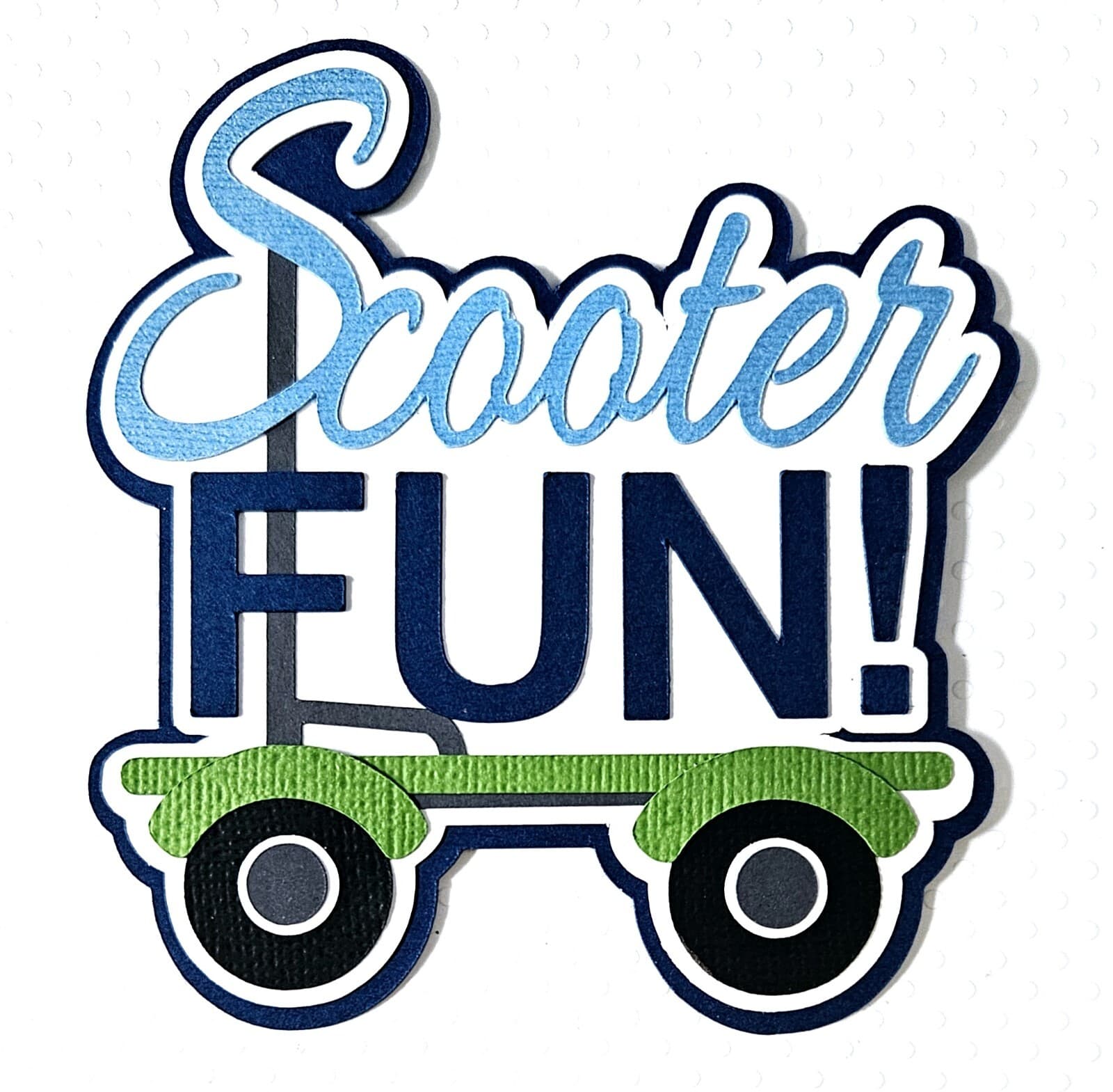 Scooter Fun Boy Title. Scrapbook, Card Making Paper Piecing