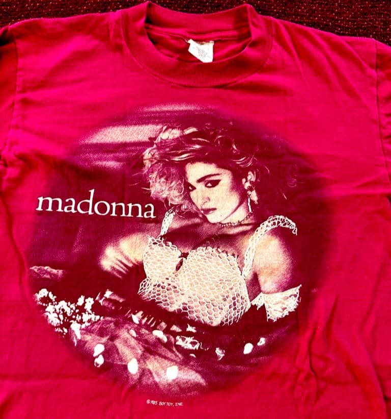 MADONNA RARE FUCHSIA 1985 BOY TOY VIRGIN TOUR LONG SLEEVE SHIRT PROMO RAISED BRA