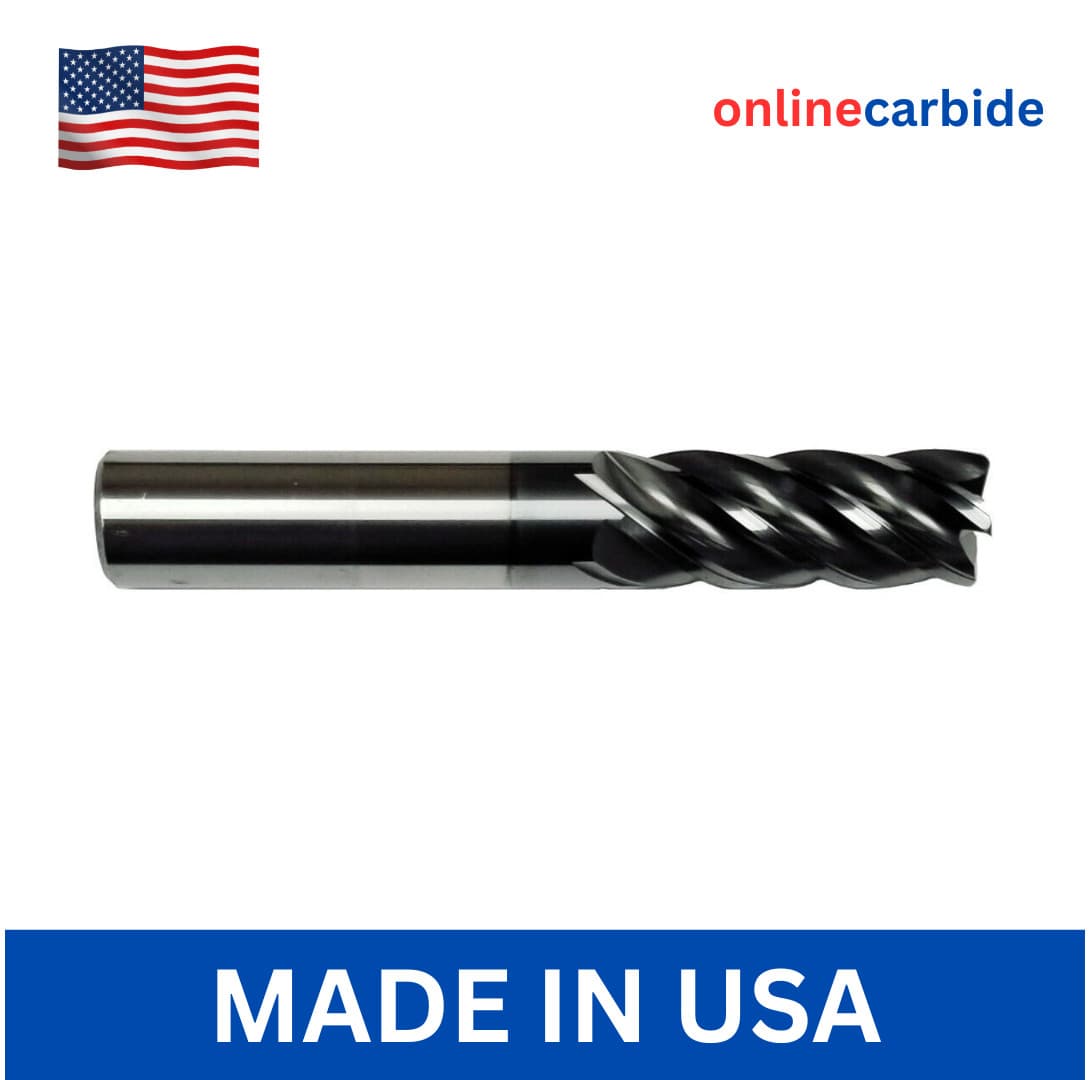 1/2" 5 Flute Long Carbide End Mill High Performance Square End AlCrN USA Made