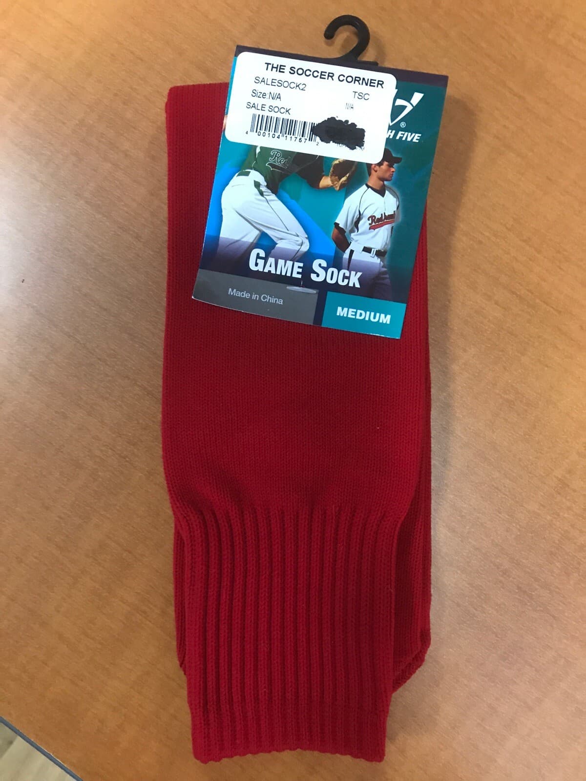 NEW High Five Athletic Game Socks Color Red Size M Medium (19") NWOT