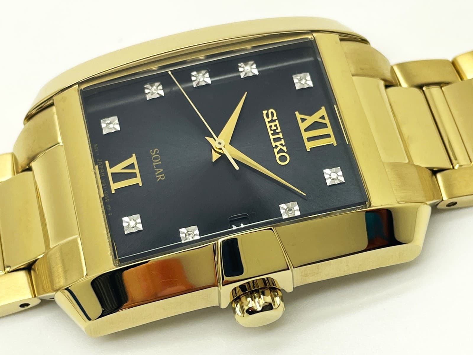 SEIKO MEN'S V157-0CC0 NOT-WORKING SOLAR 9 DIAMOND ANALOG 50M WATCH SNE462