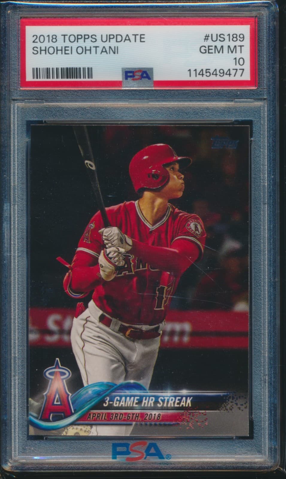 PSA 10 SHOHEI OHTANI/OTANI 2018 TOPPS UPDATE US189 LA ANGELS Rookie RC GEM MINT