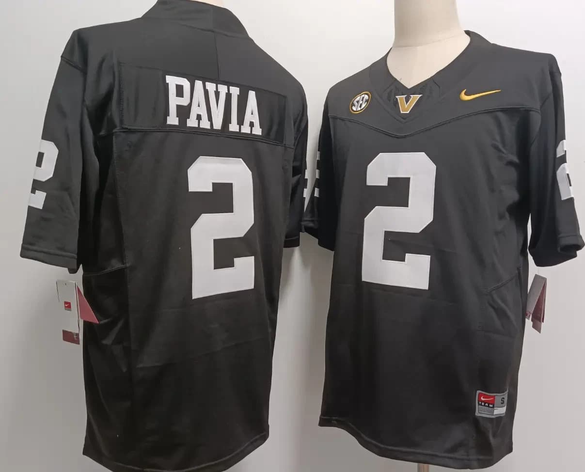 Diego #2 Pavia White/Black Gold/Black Stitched Jersey Men's (S-3XL)