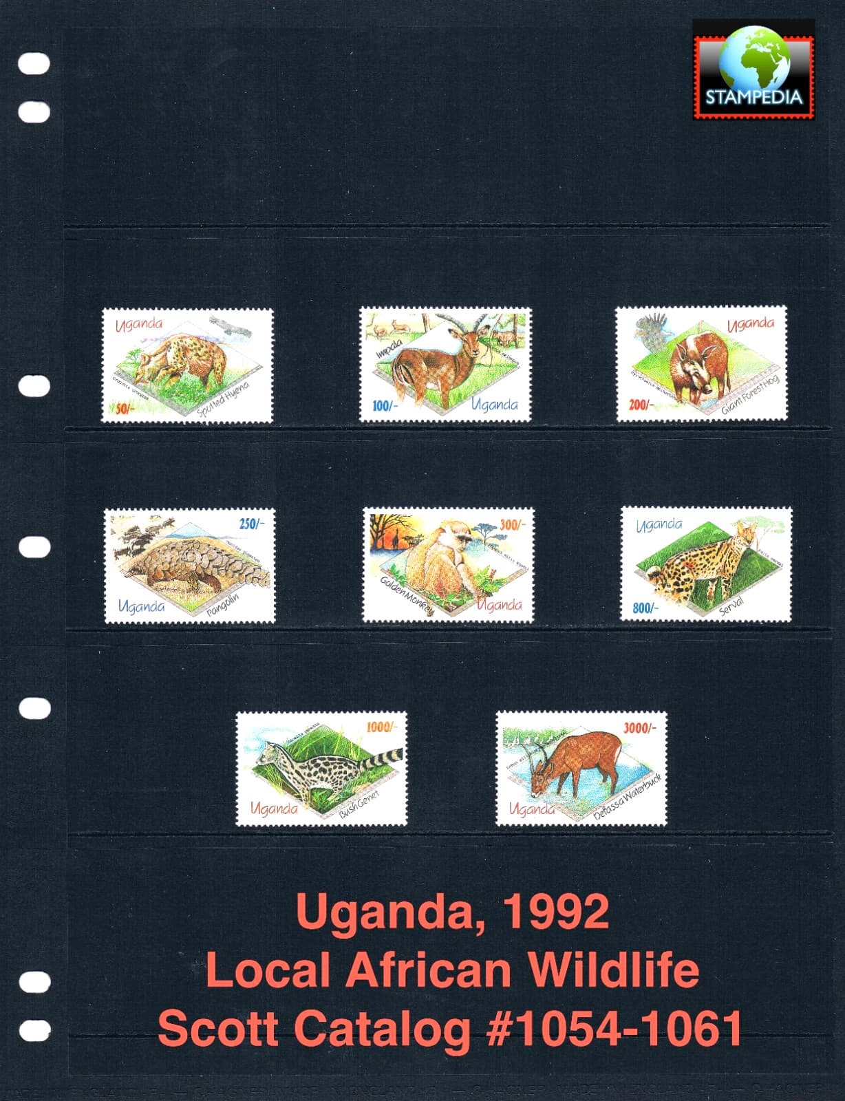 $12.95 Scott Value - 1992 UGANDA African Wildlife Monkey Pangolins CV MNH NH UMM