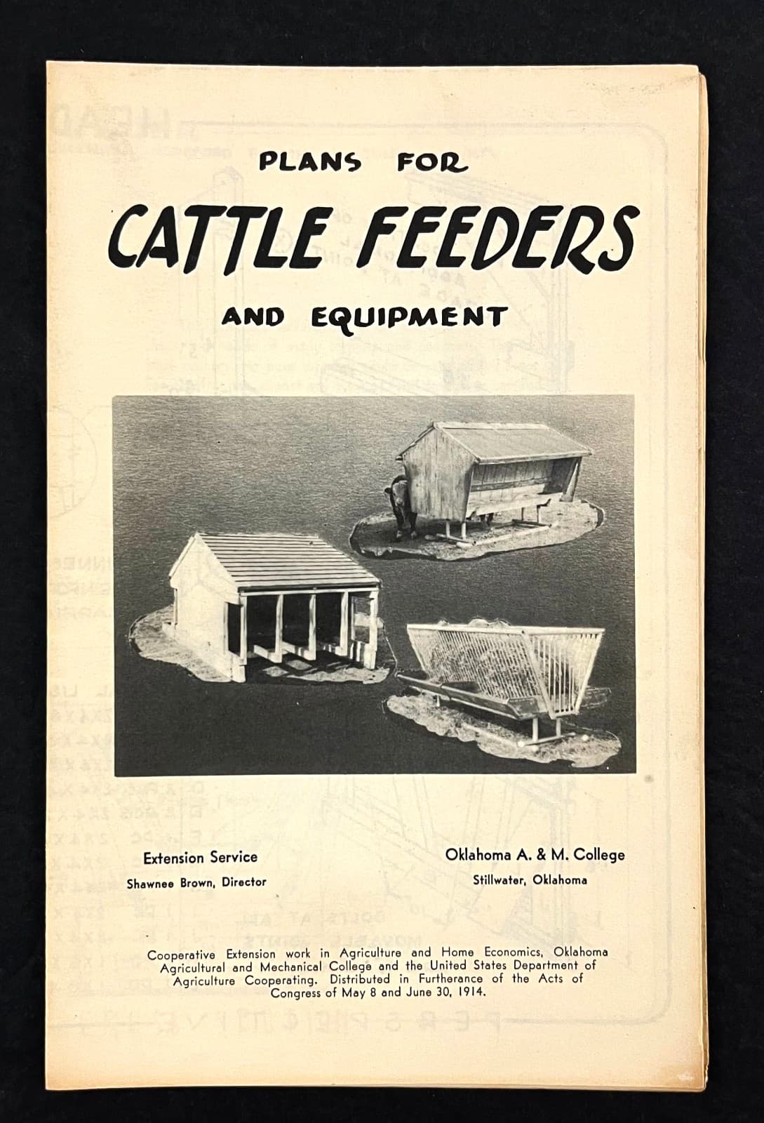 1940s Cattle Feeders Plans Equipment Oklahoma A&M College VTG Diagrams Brochure