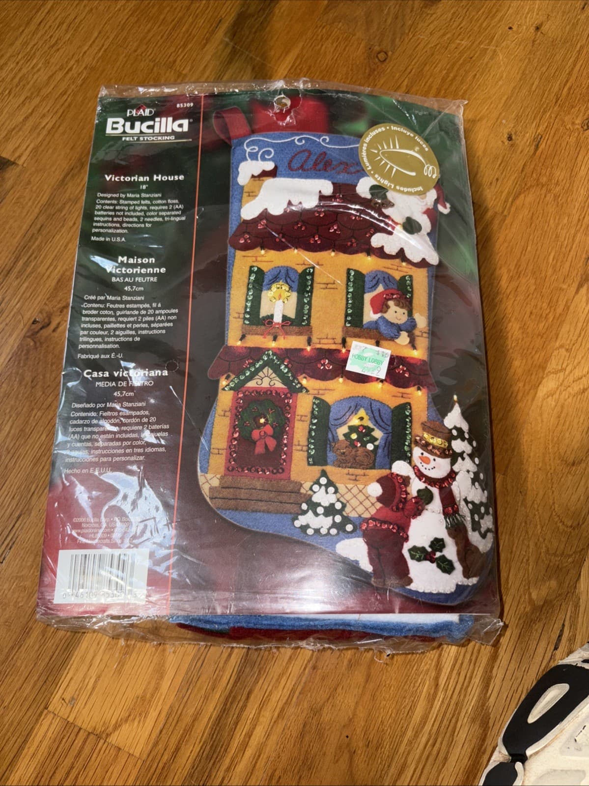 Plaid Bucilla Felt 18" Stocking Victorian House- Unopened Packaging Torn