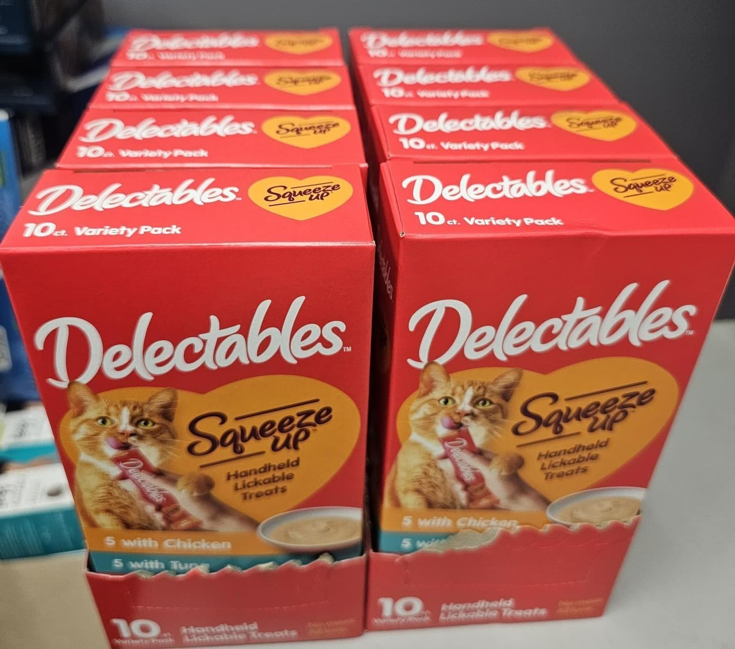8 X Delectables SqueezeUp Handheld Lickable Cat Treats 10 pk/each 5 Chick/5 Tuna