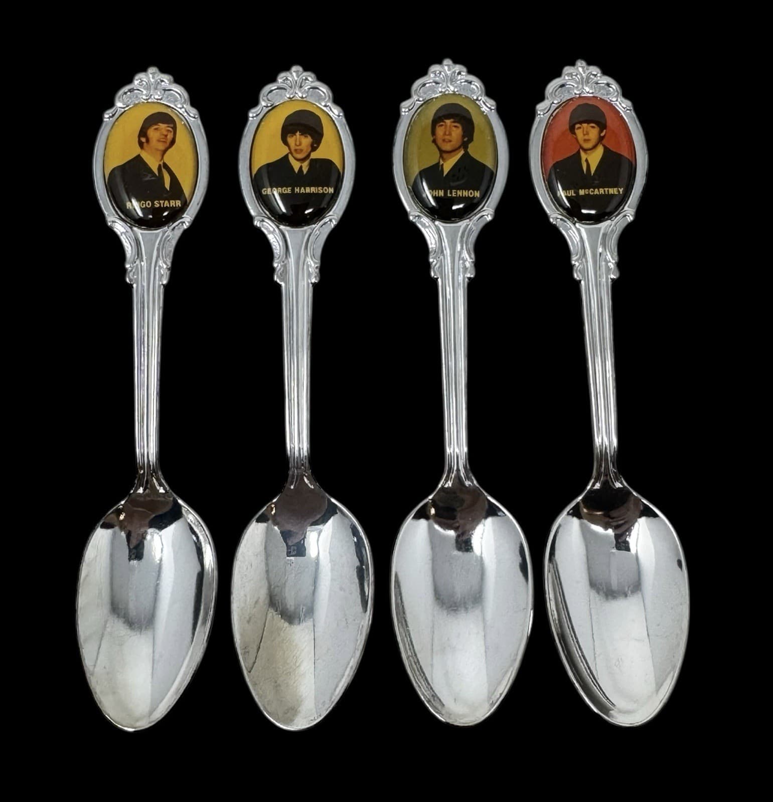 Set Of (4) Vintage Beatles Souvenir Tea Spoons Paul, Ringo, John & George