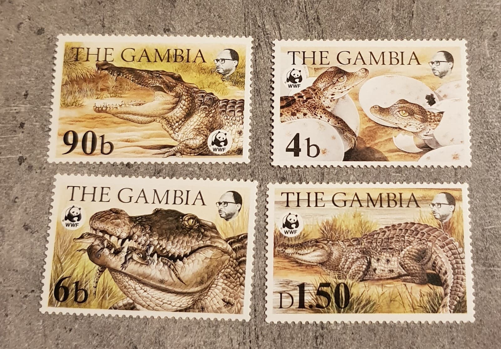 GAMBIA-WWF-CROCODILES- SET- MNH