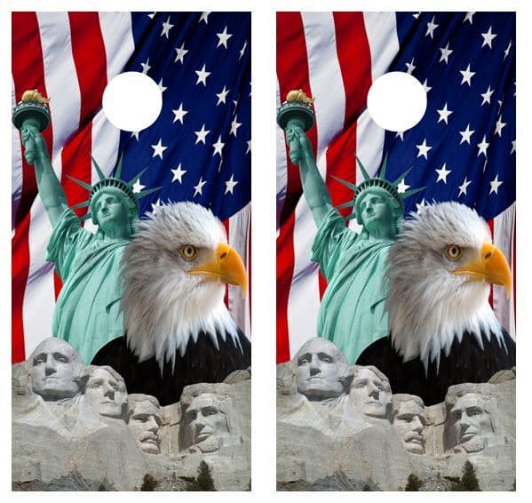 Patriotic America Flag Themed Cornhole Board Wraps w/FREE APPSQUEEGEE #1184