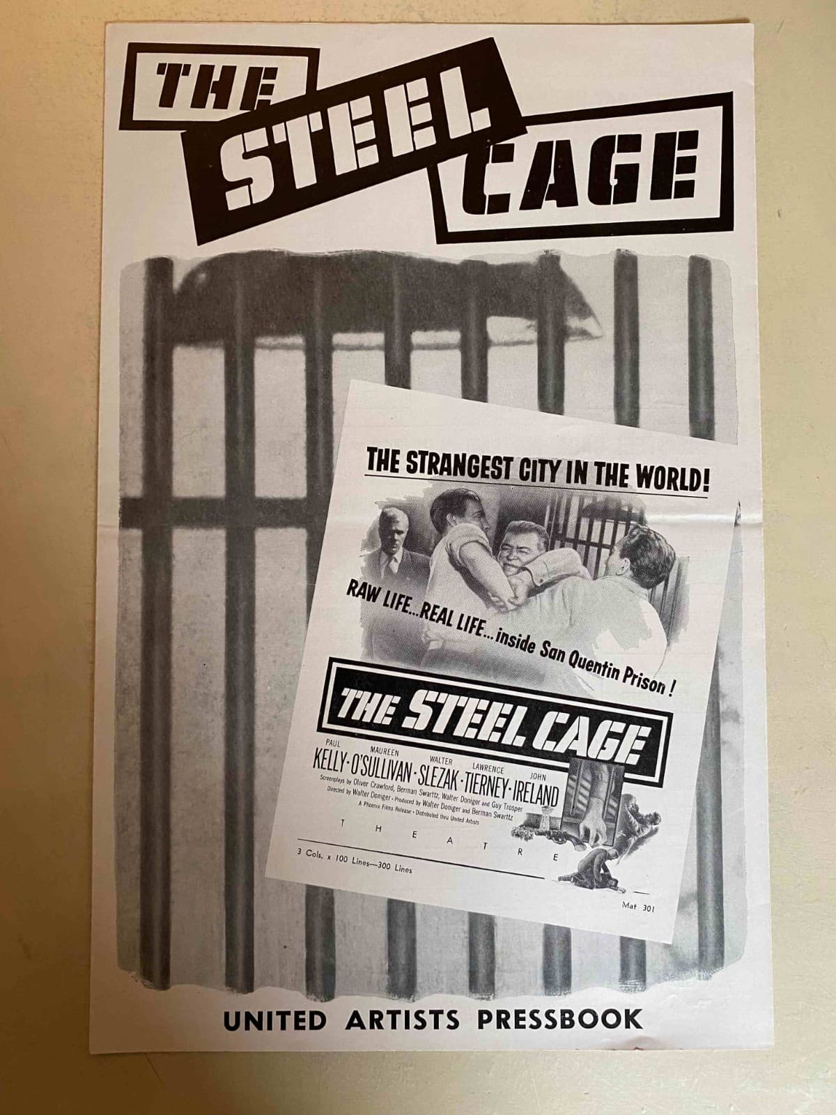 The Steel Cage Pressbook 1954 Paul Kelly, Maureen O'Sullivan, Walter Slezak!