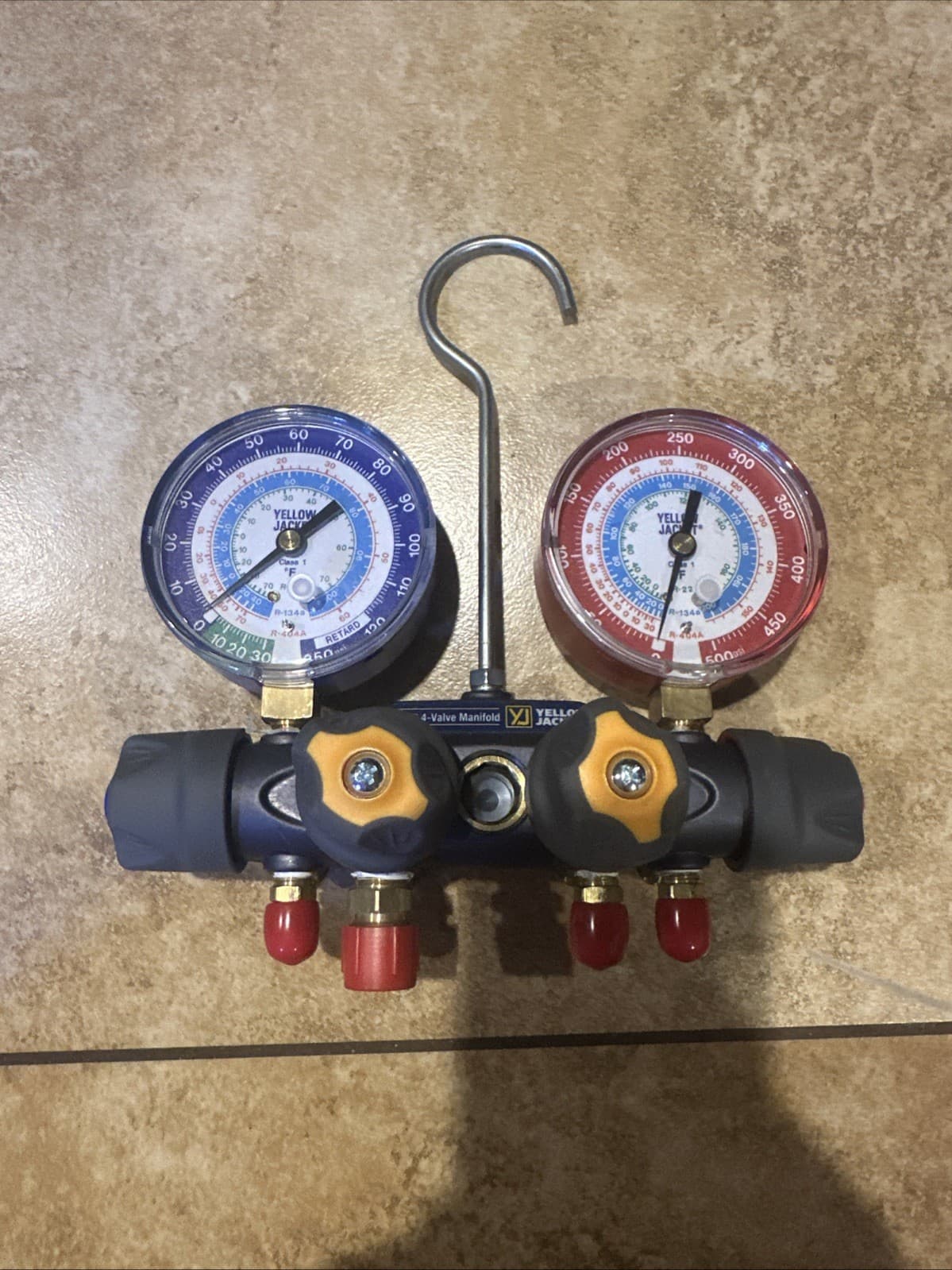 Yellow Jacket 4-Valve Manifold Gauge Titan Series 3 1/8 Inch Gauge No Hoses New