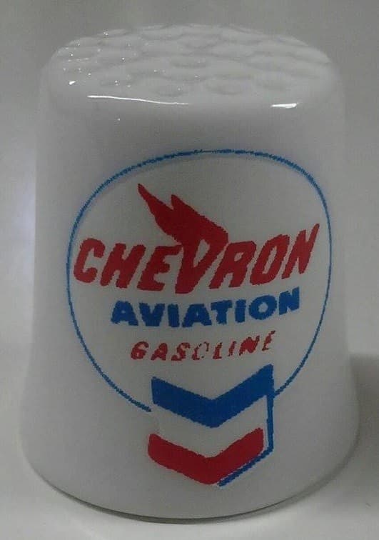 Charming Chevron Aviation Collectible Porcelain Thimble