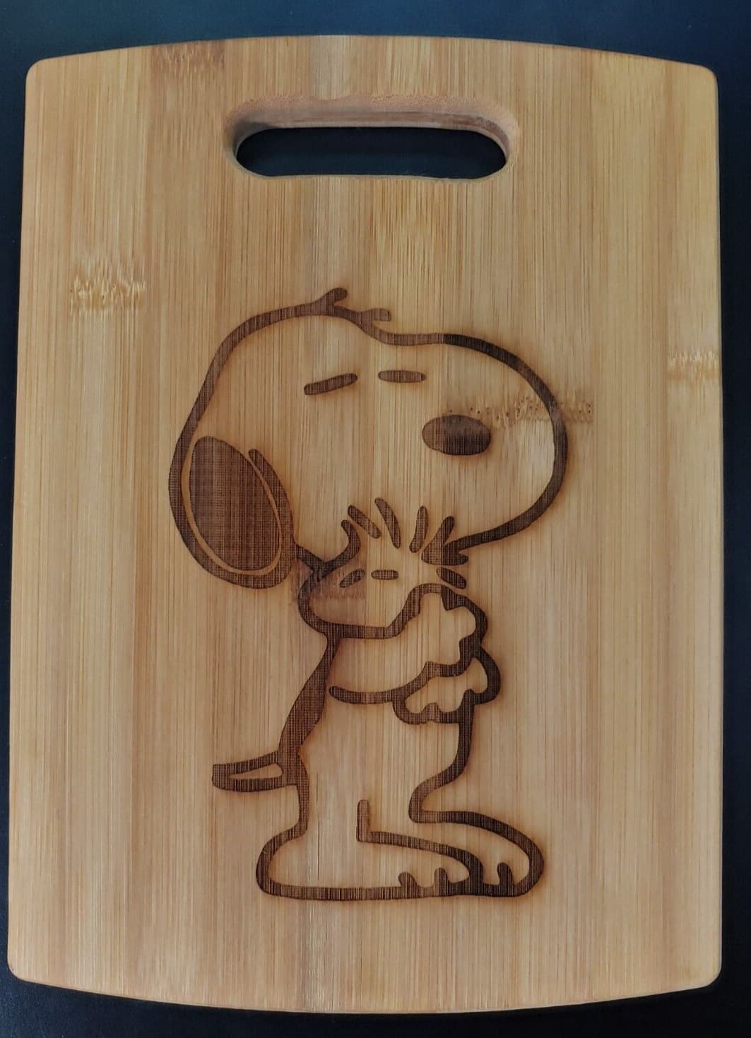 Peanuts Snoopy & Woodstock laser engraved Bamboo cutting board personalized gift