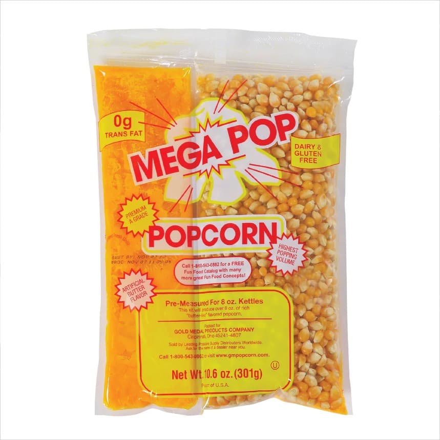 Gold Medal Mega Pop Corn Oil Salt Kit with Coconut Oil for 8 oz Kettle 24 count