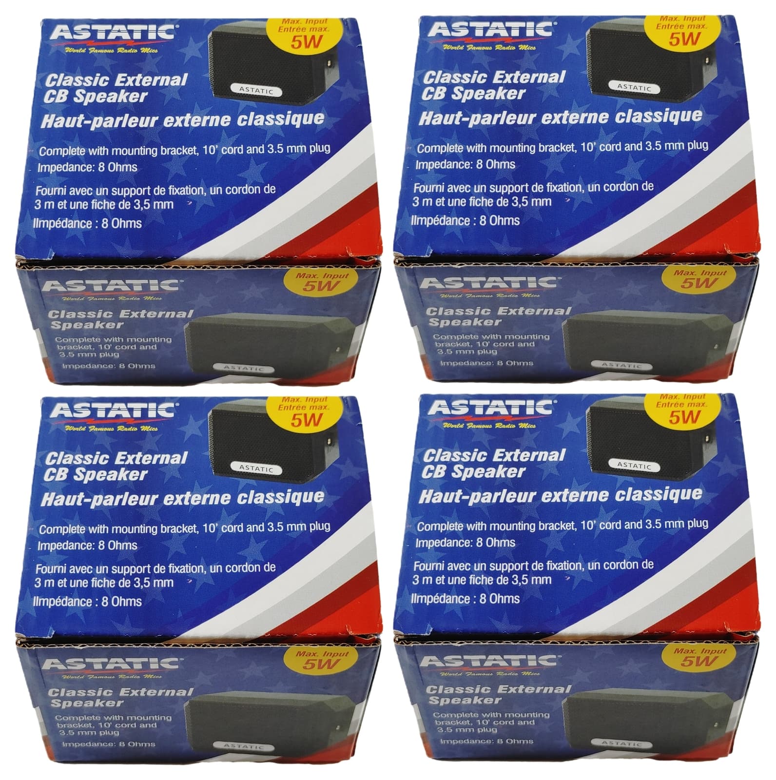 4 Lot Astatic 302-VS4 Compact External Speaker for CB Radio Ham Radio or Scanner