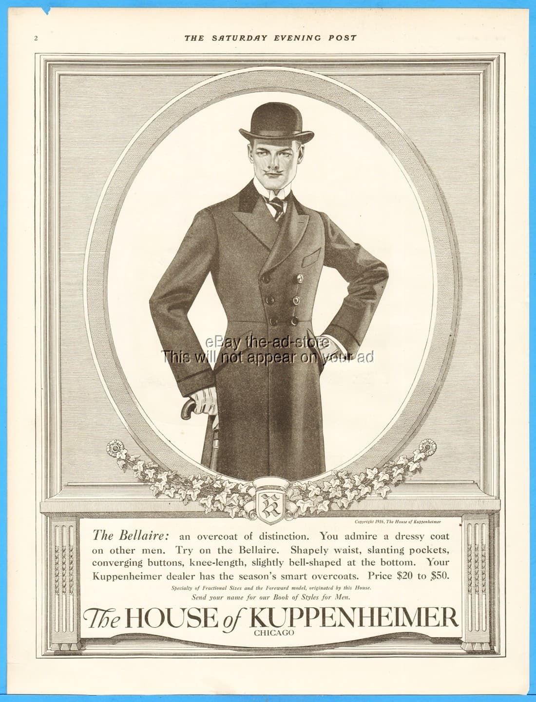 1916 J C Leyendecker Gay Interest House of Kuppenheimer Ad Men's Fashion Ad