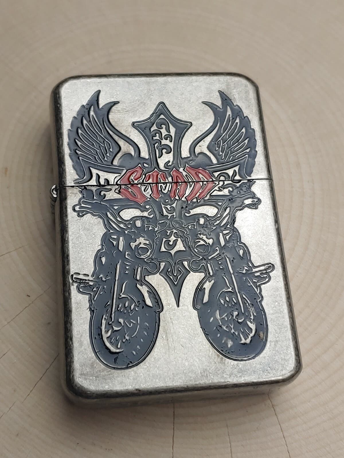 STAR PREMIUM STREET CHROME LIGHTER w/ DUAL MOTORCYCLE Engraved #K019