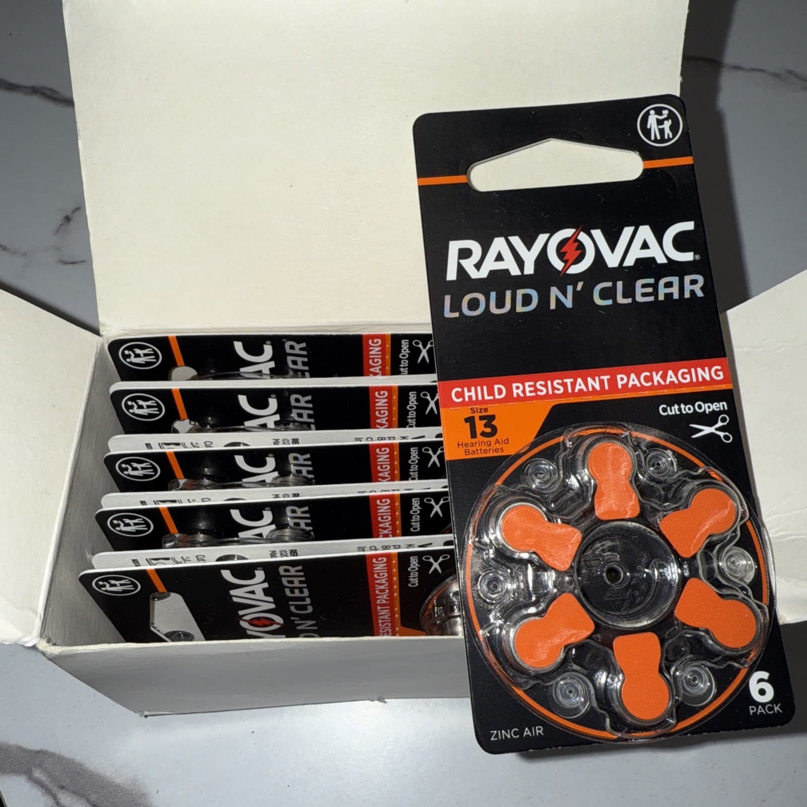 RAYOVAC Loud N Clear 13 Hearing Aid Batteries 10 Packs 60 Cells 13CR-6LNCUS