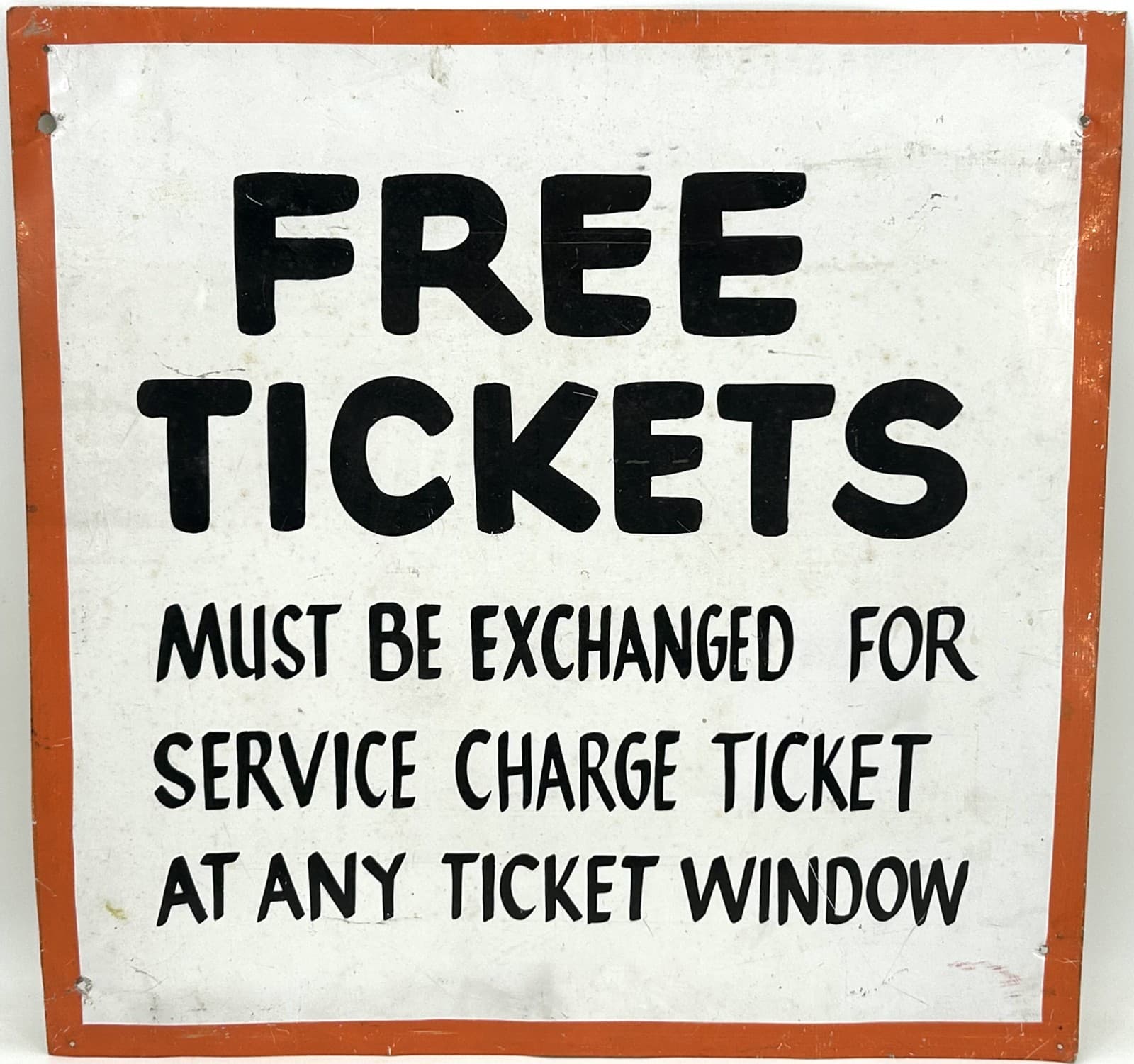 Vintage Original FREE TICKETS Metal Sign From FREEPORT SPEEDWAY Racetrack in NY