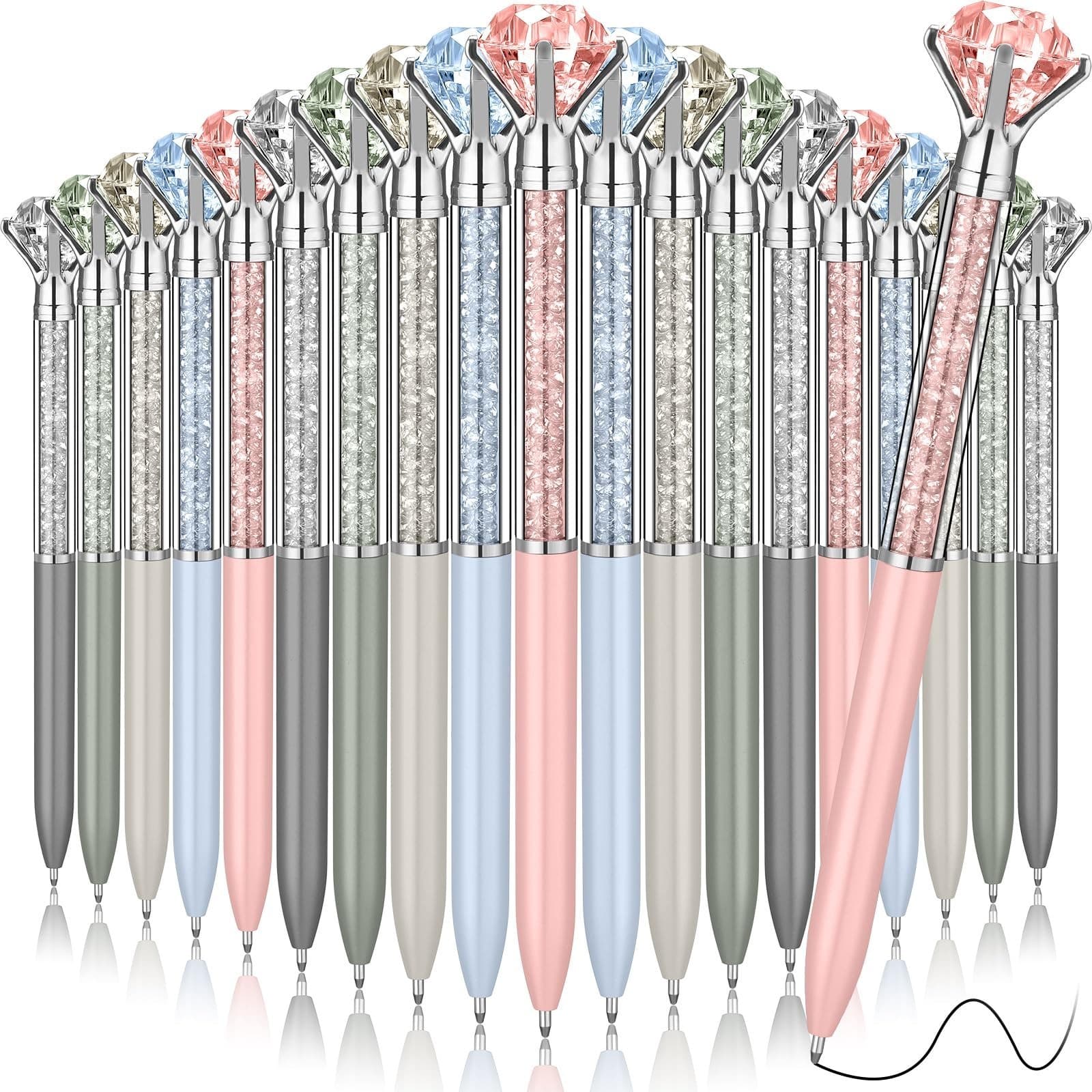 40 Pcs Diamond Ballpoint Pens Big Crystal Colorful Retractable Gem Rhinestone...