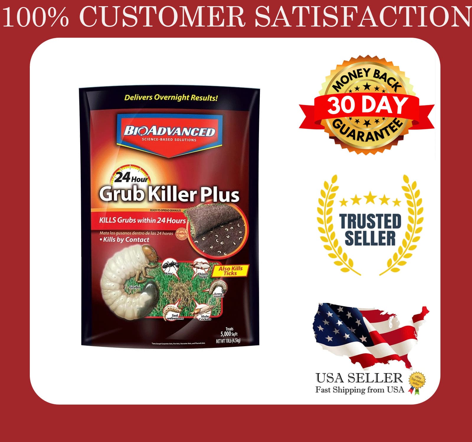 BioAdvanced Grub & Insect Killer Granules, 24-Hour Action, 10 lb Bag