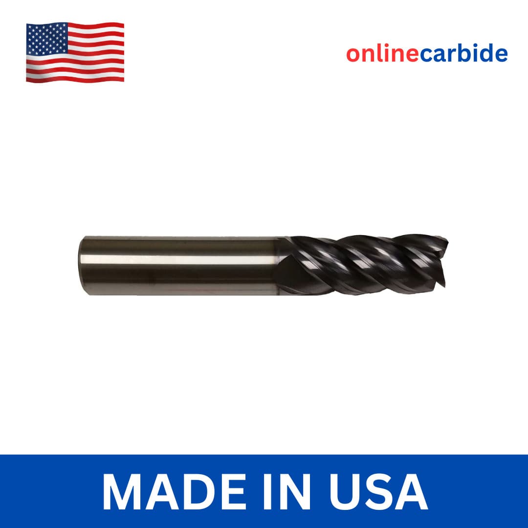 1/2" 4 Flute Carbide End Mill High Performance Square End TiALN Coated USA Made