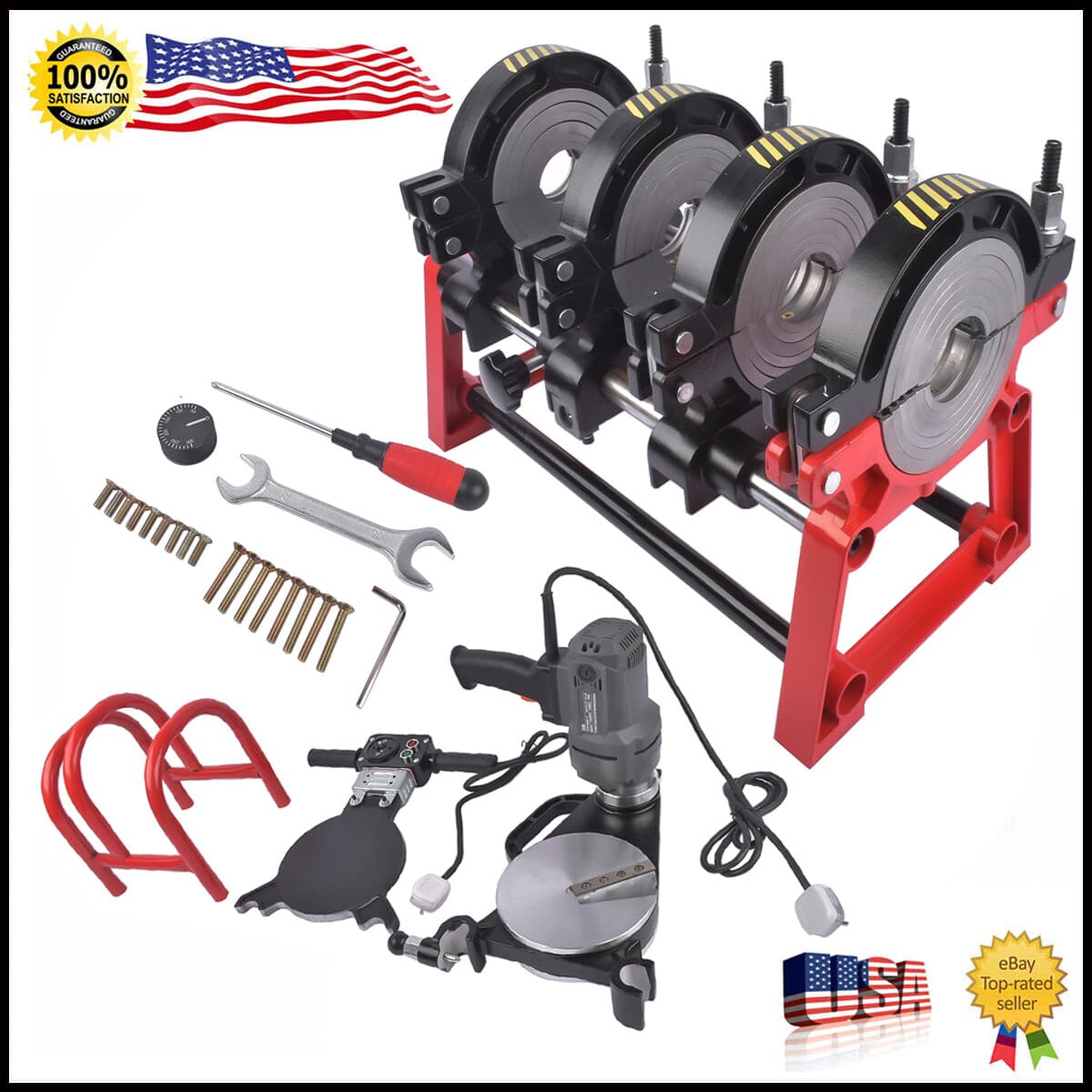 NEW Manual Piping Pipe Fusion Welder 4 Clamps PE PP PB PVDF HDPE PVC Materials