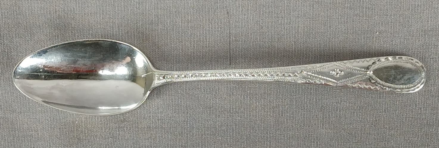 Alice & George Burrows II London Bright-Cut Sterling Silver Spoon C.1802