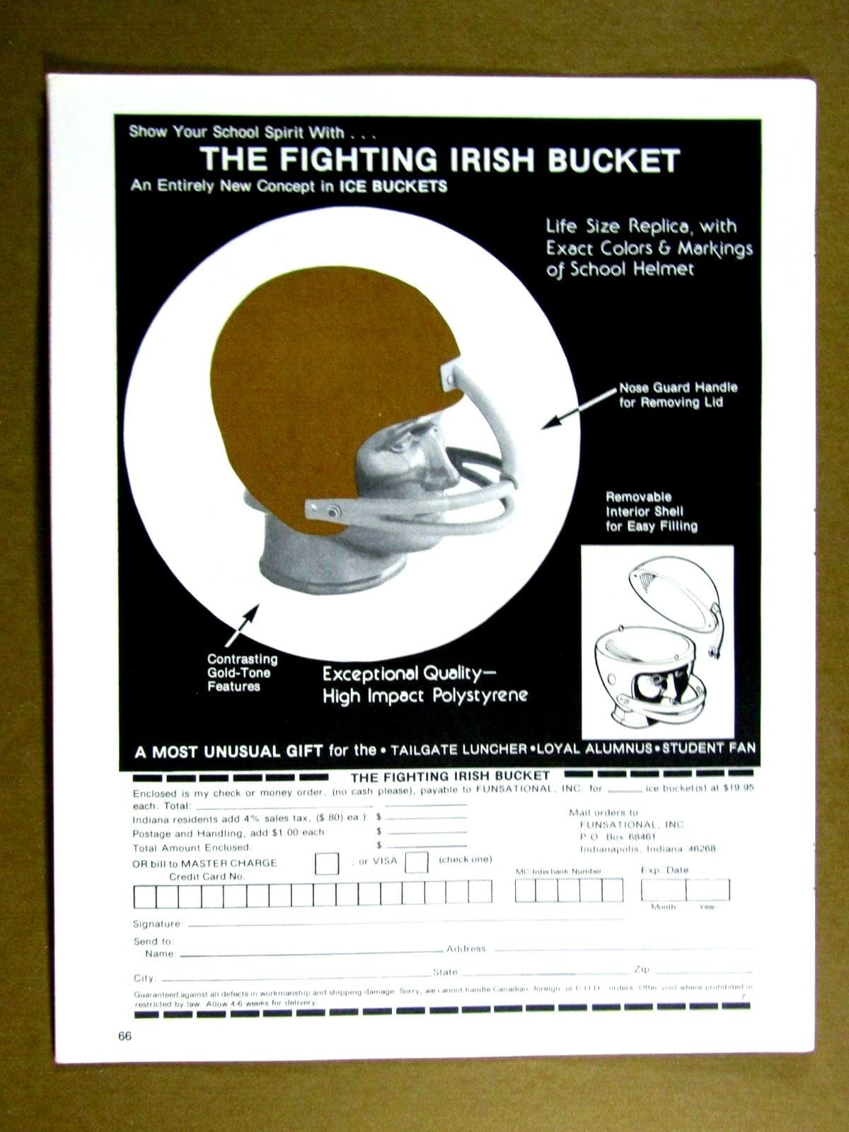 The Fighting Irish Ice Bucket 1978 Notre Dame Original 1977 Print Ad 8.5 x 11"