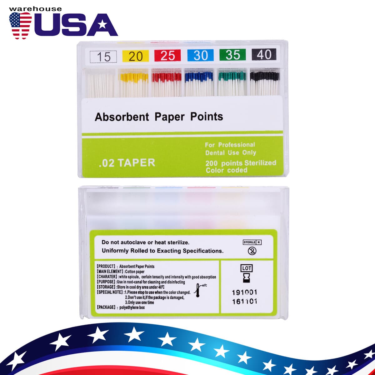 AZDENT Dental Gutta Percha Points Absorbent Paper Points Root Canal Endodontic