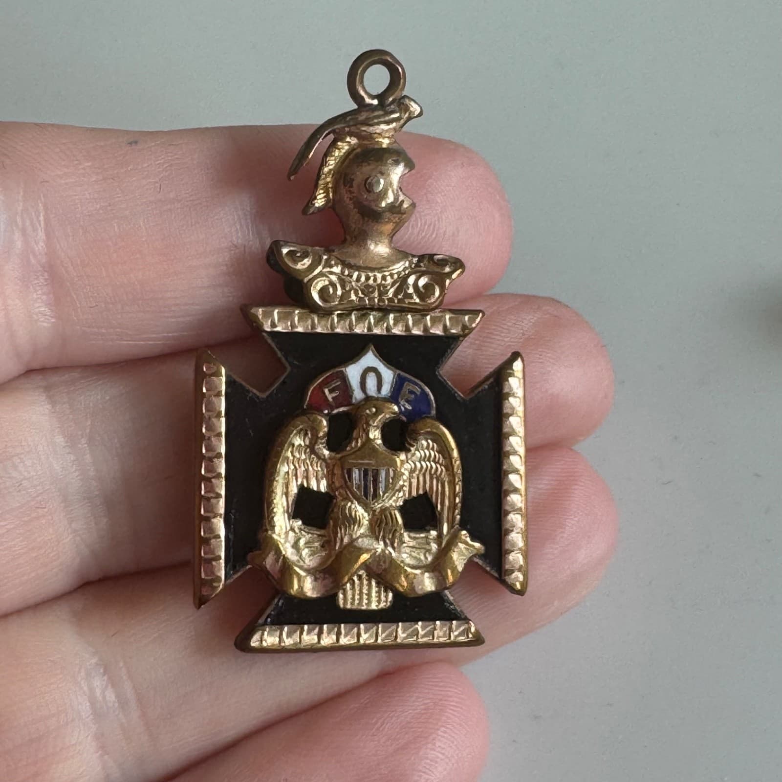 Vintage FOE Fraternal Order Of Eagles Emblem Fob Gold Filled