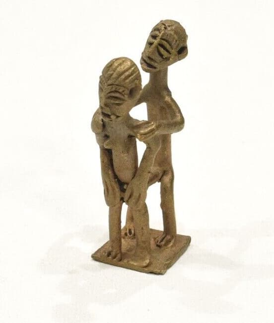 African Ashanti Brass Erotic Couple Statue Ghana