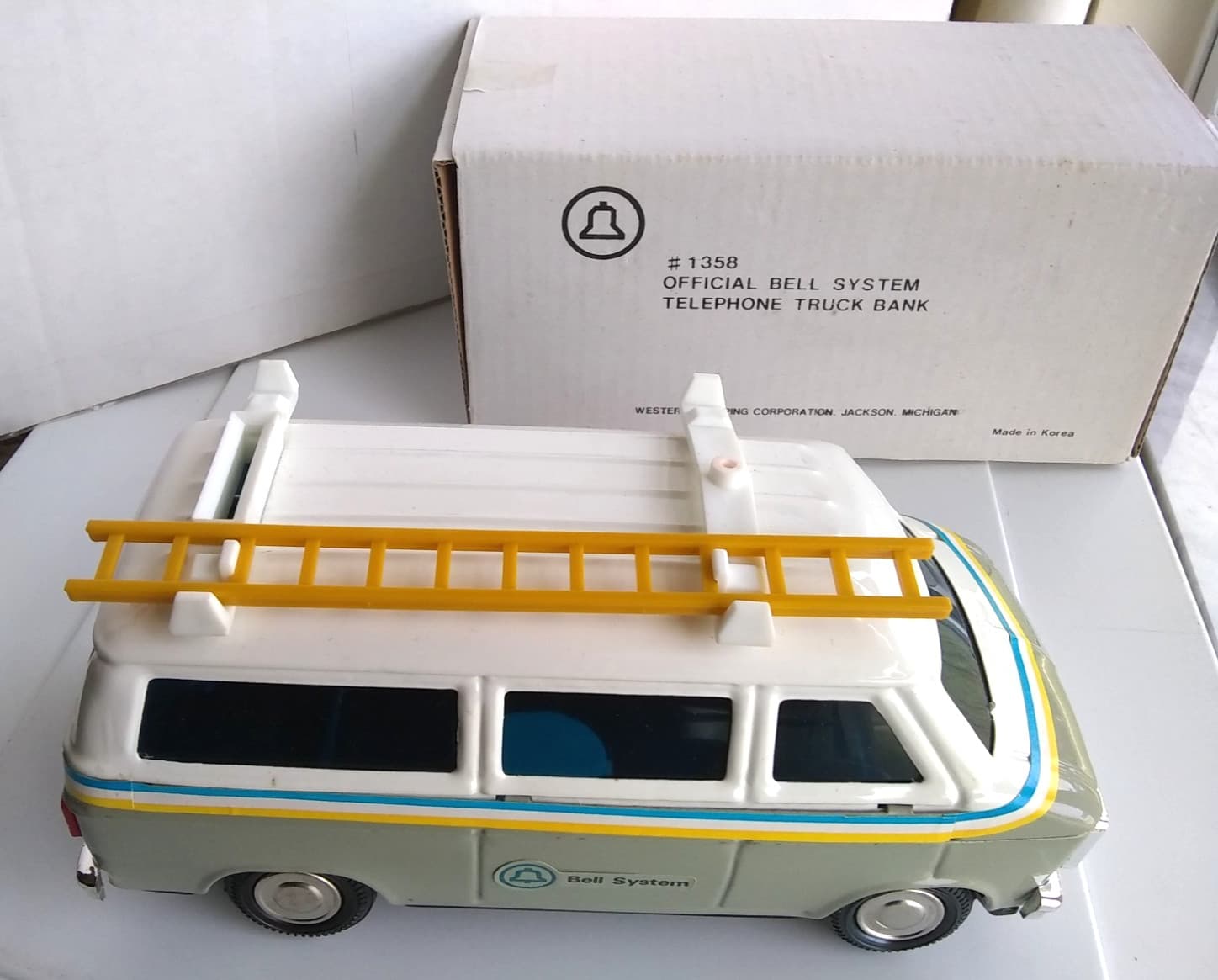 Western Stamping Official Bell System Telephone Truck & Ladder Coin Bank 1358