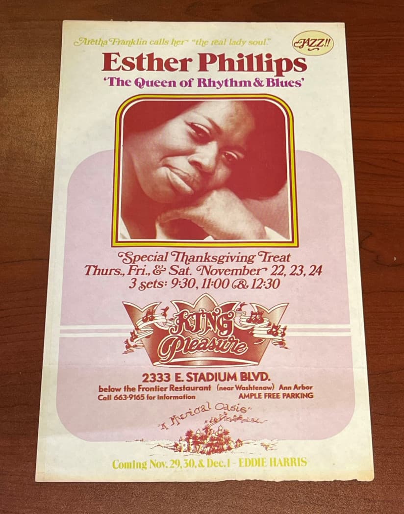ESTHER PHILLIPS KING PLEASURE ANN ARBOR MICHIGAN 1973 ORIGINAL CONCERT POSTER