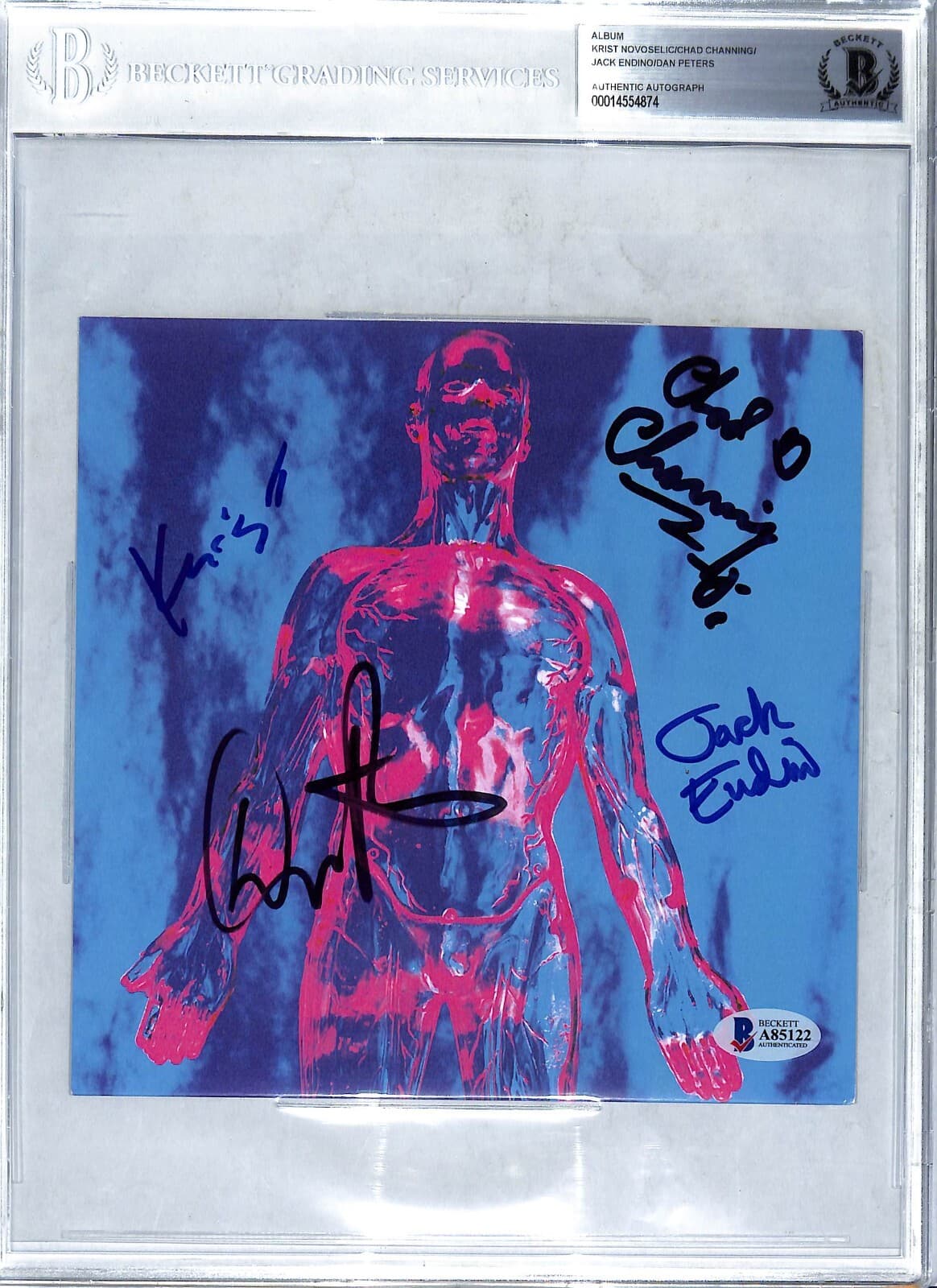 Nirvana Band (Krist, Chad, Jack, Dan) Signed "Sliver" 7" Album Cover BAS Slabbed