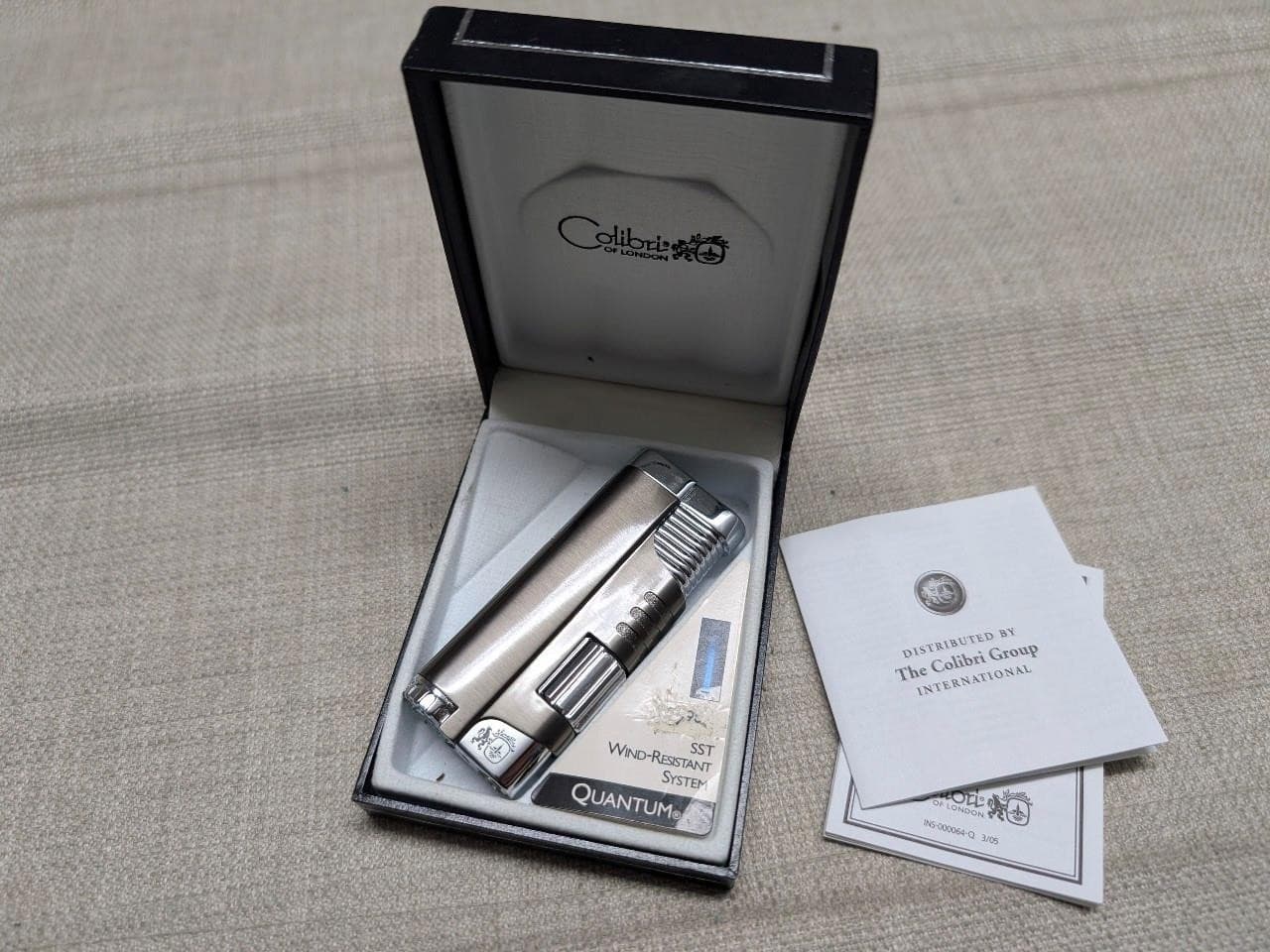 COLIBRI lighter QUANTUM sst wind-resistant stystem CHROME metal w/ BOX