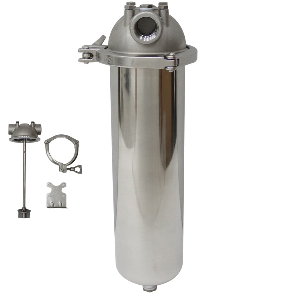 Stainless Steel Filter Housing for 10"L Cartridges with Bracket 3/4"NPT 145psi