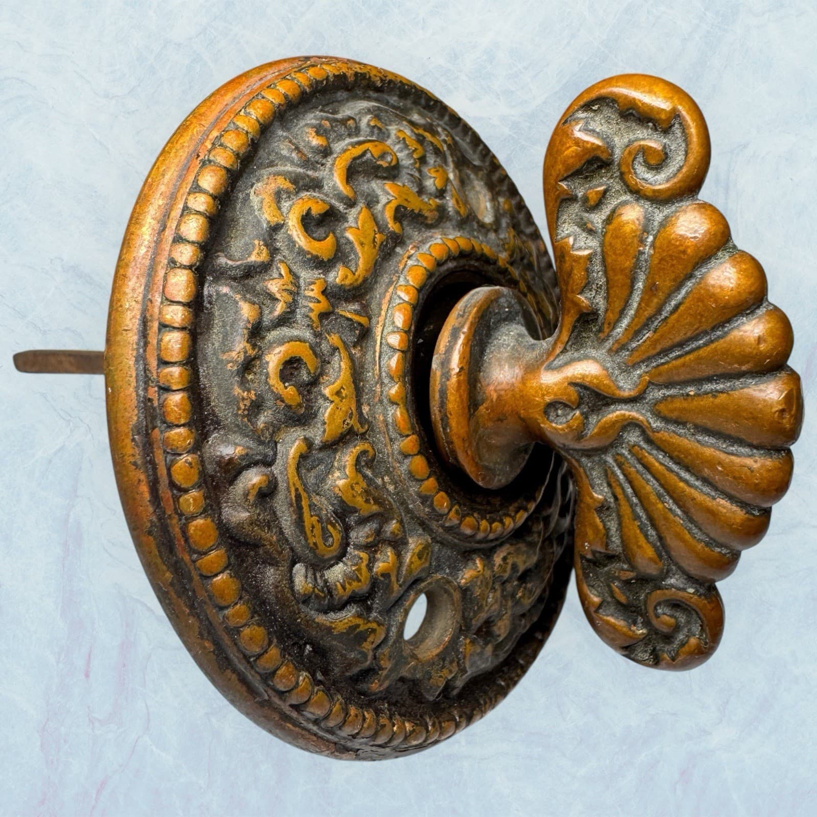 Antique Russell Erwin Eastlake Victorian Turn Doorbell Door Bell Ringer Bronze