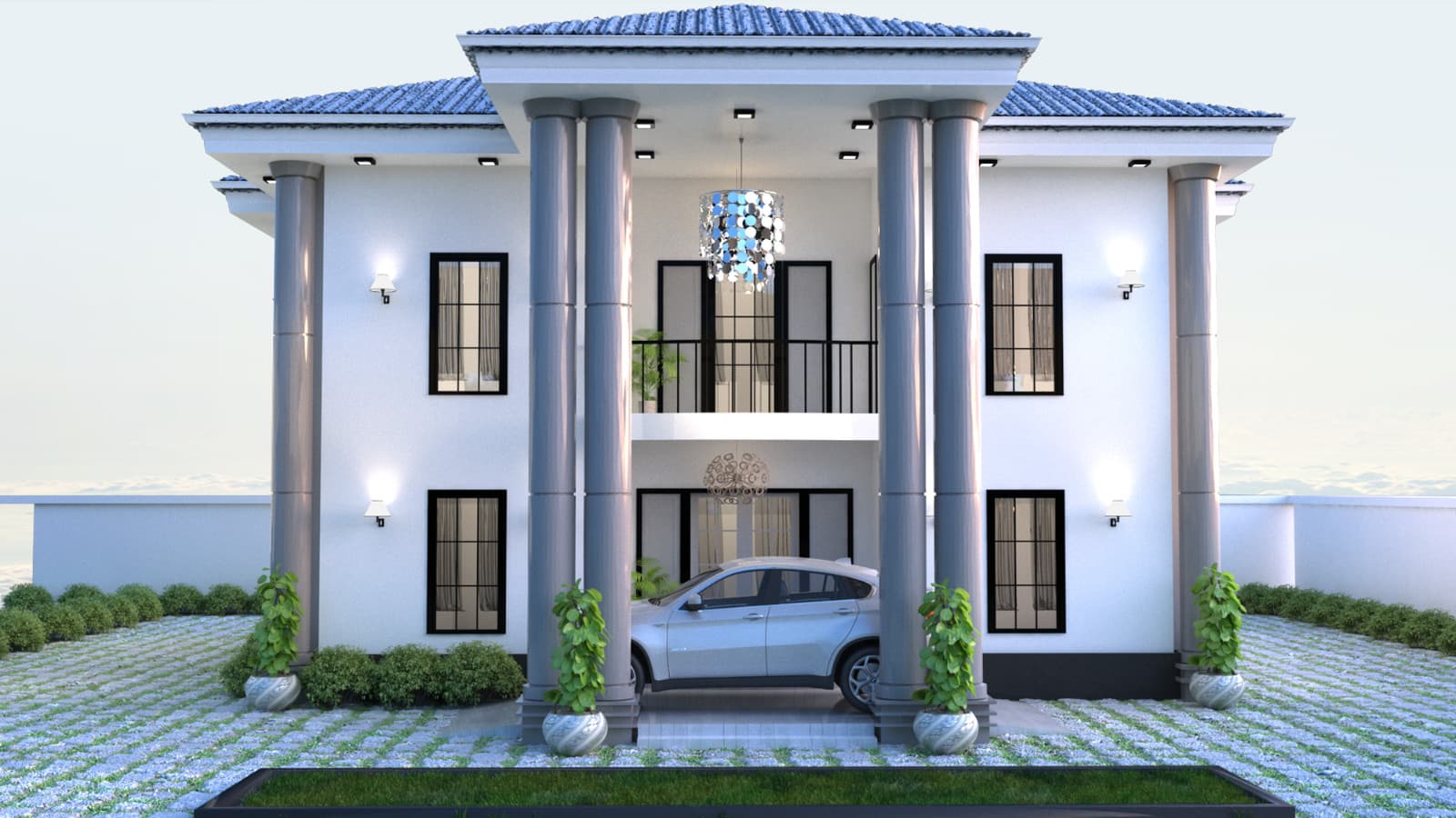 Custom modern TWO-STORY house plan 4 bedroom & 5 Bathroom with CAD file