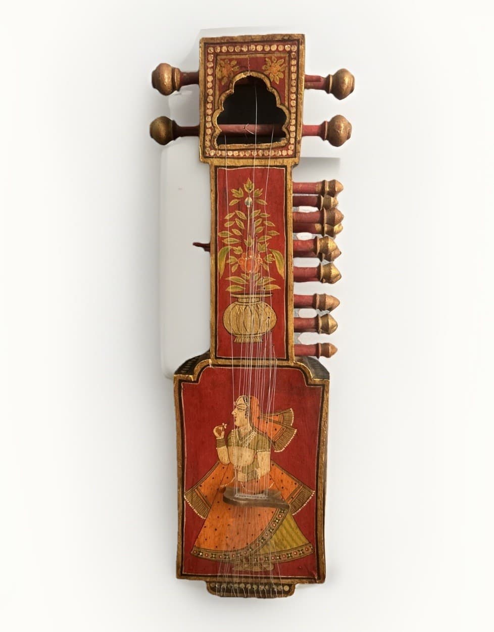 Hand-Carved Sindhi Sarangi Indian Rajasthani Museum Quality (Chikara Red Vintage