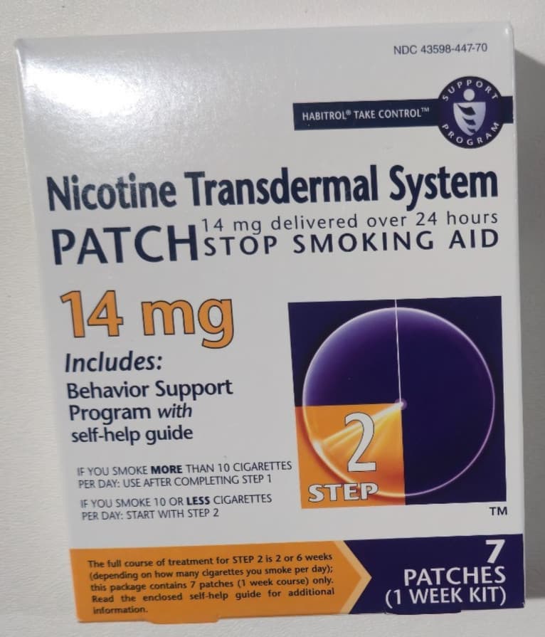 Habitrol Nicotine Transdermal System Patch 14mg Step 2, 7 Patches Exp 8/26