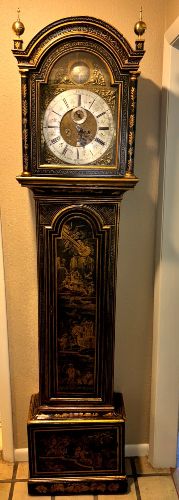 Tall Grandfather Clock George Voyce Monmouth Wales Antique 1700s Chinoiserie