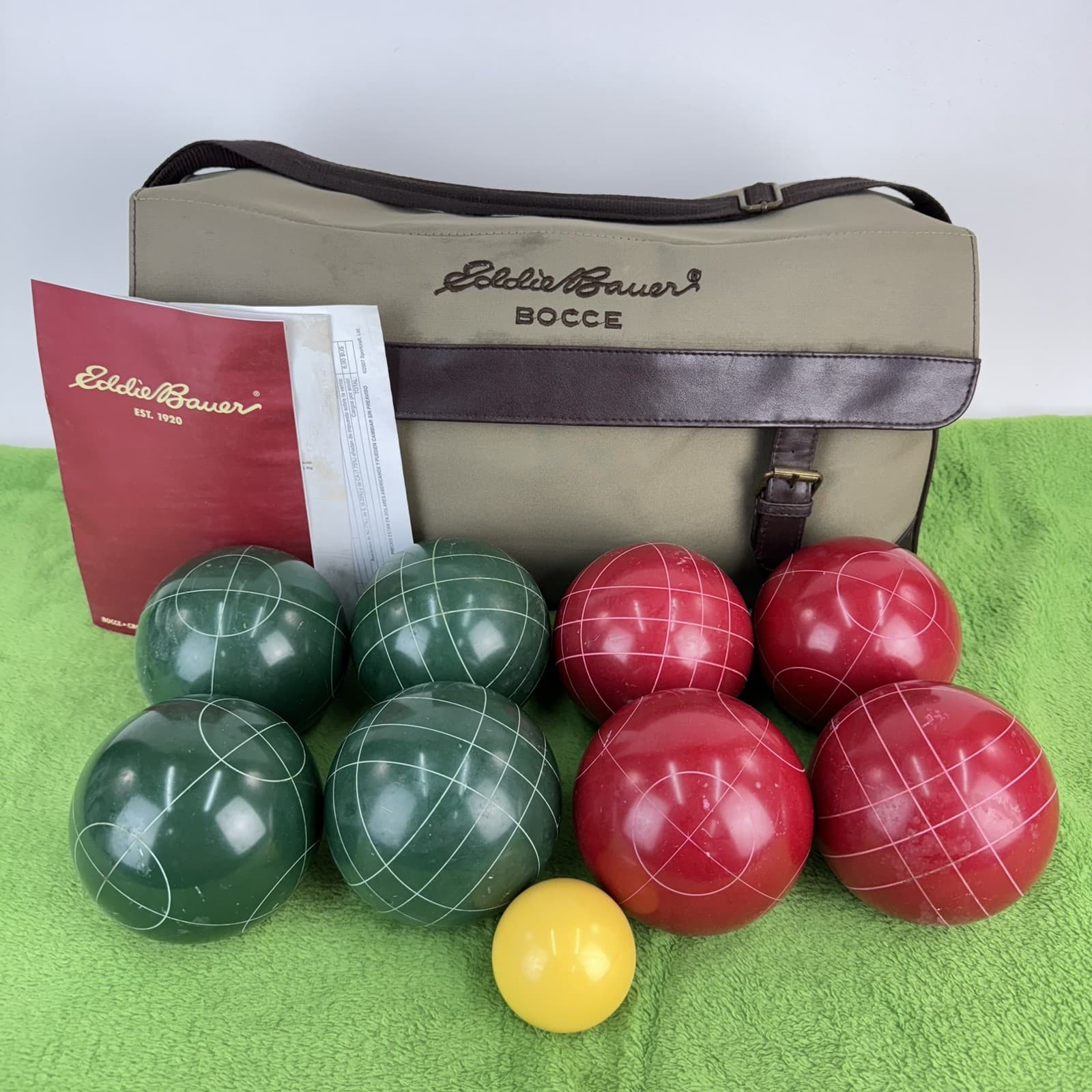 Vintage Eddie Bauer Bocce Ball Set Game w/Original Canvas Bag And Instructions
