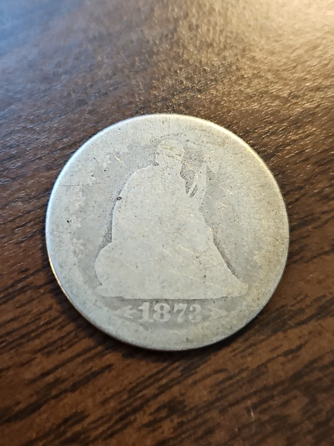 1873 25C Seated Liberty Quarter With Arrows