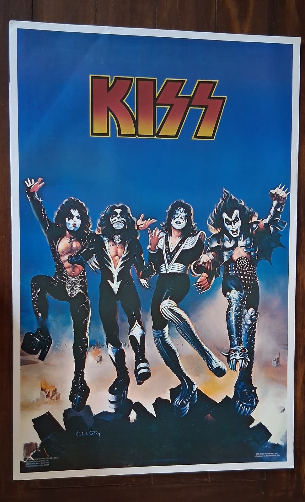 VG+ KISS Destroyer Vintage Poster 1976 AUCOIN 22 x 34 Gene Simmons - NEW NOS