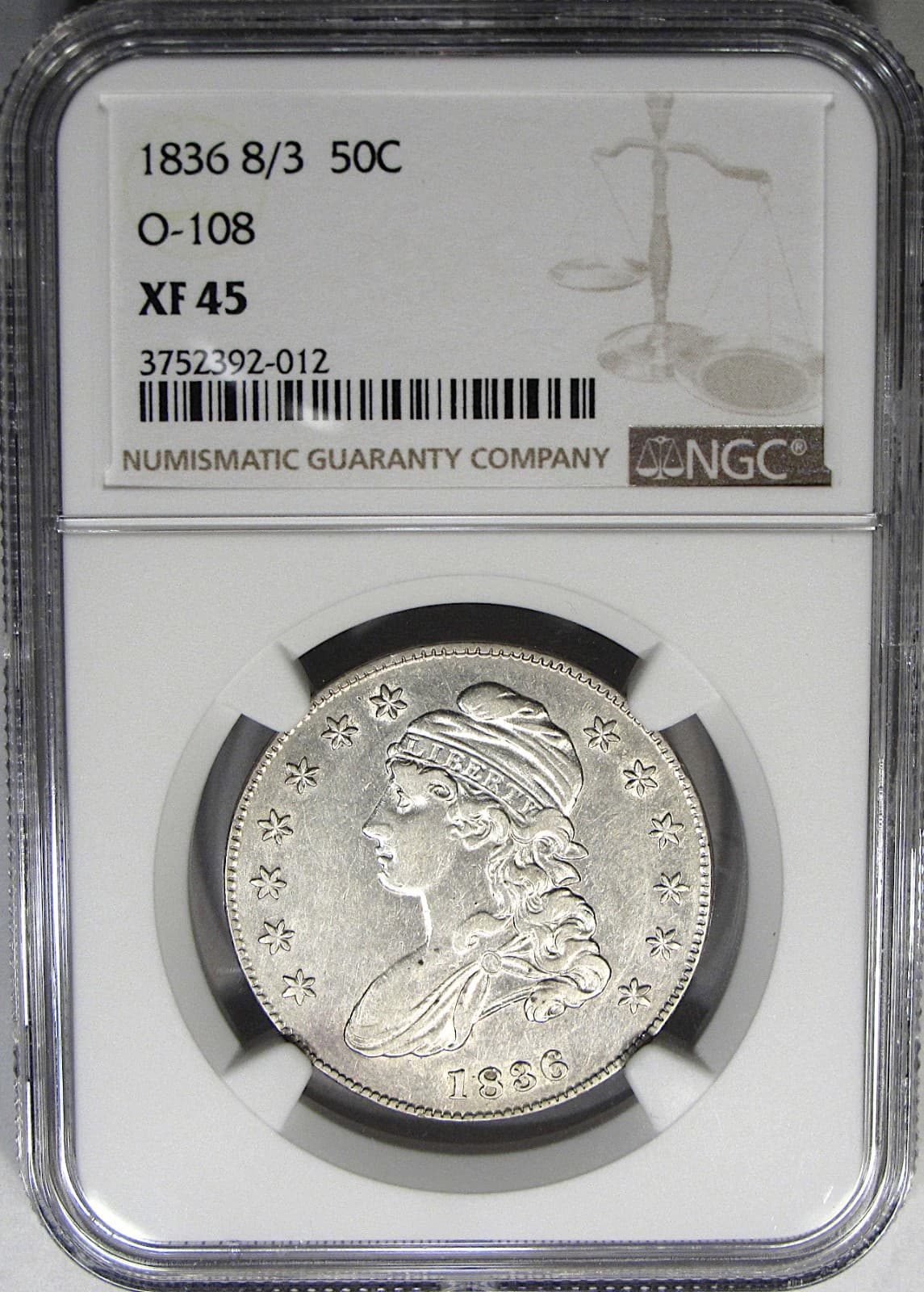 1836/1336 50C NGC XF45 O-108 CAPPED BUST ~ BRILLIANT SEMI-PL VARIETY! VIDEO